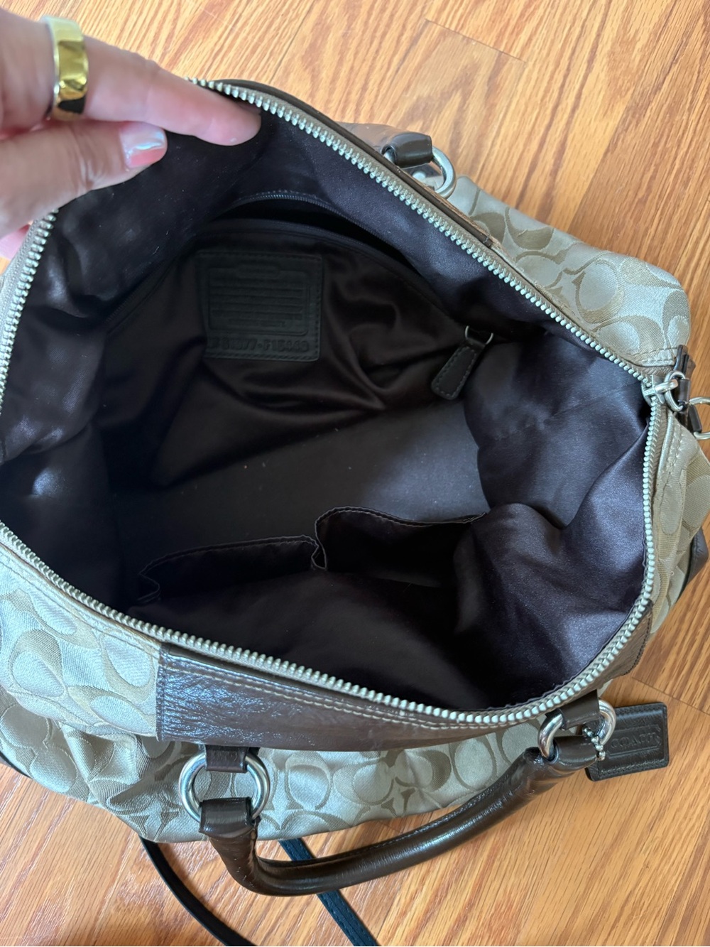 Coach F13740 Soho Pleated Signature Jacquard Hobo Satchel Brown Khaki Y2K - Picture 7 of 7